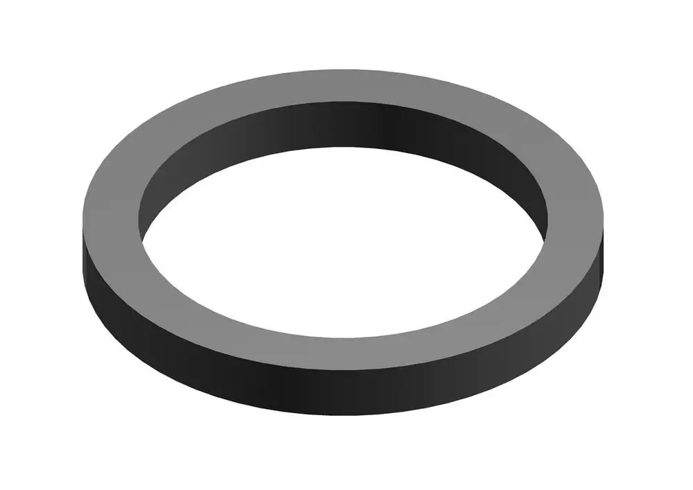 Schwarze, ringförmige Dichtung aus Gummi oder ähnlichem Material, typischerweise für die Verwendung in Maschinen oder Geräten. Produkte von Bosch.